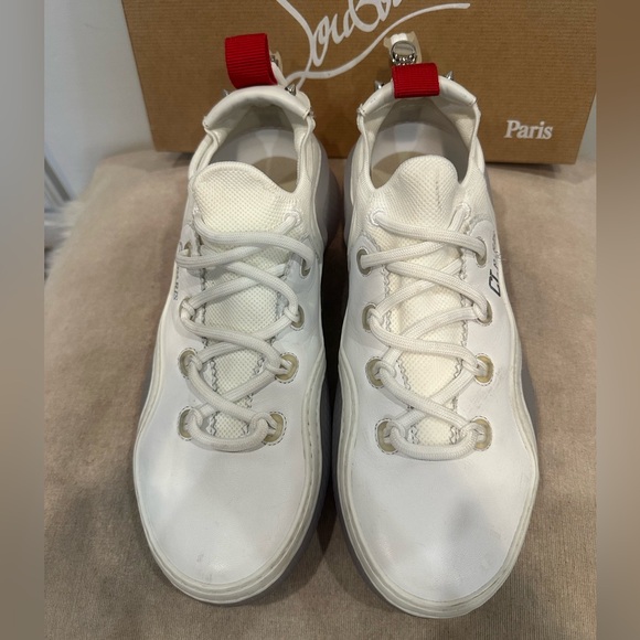 Christian Louboutin White and Red Sneakers - Picture 3 of 9